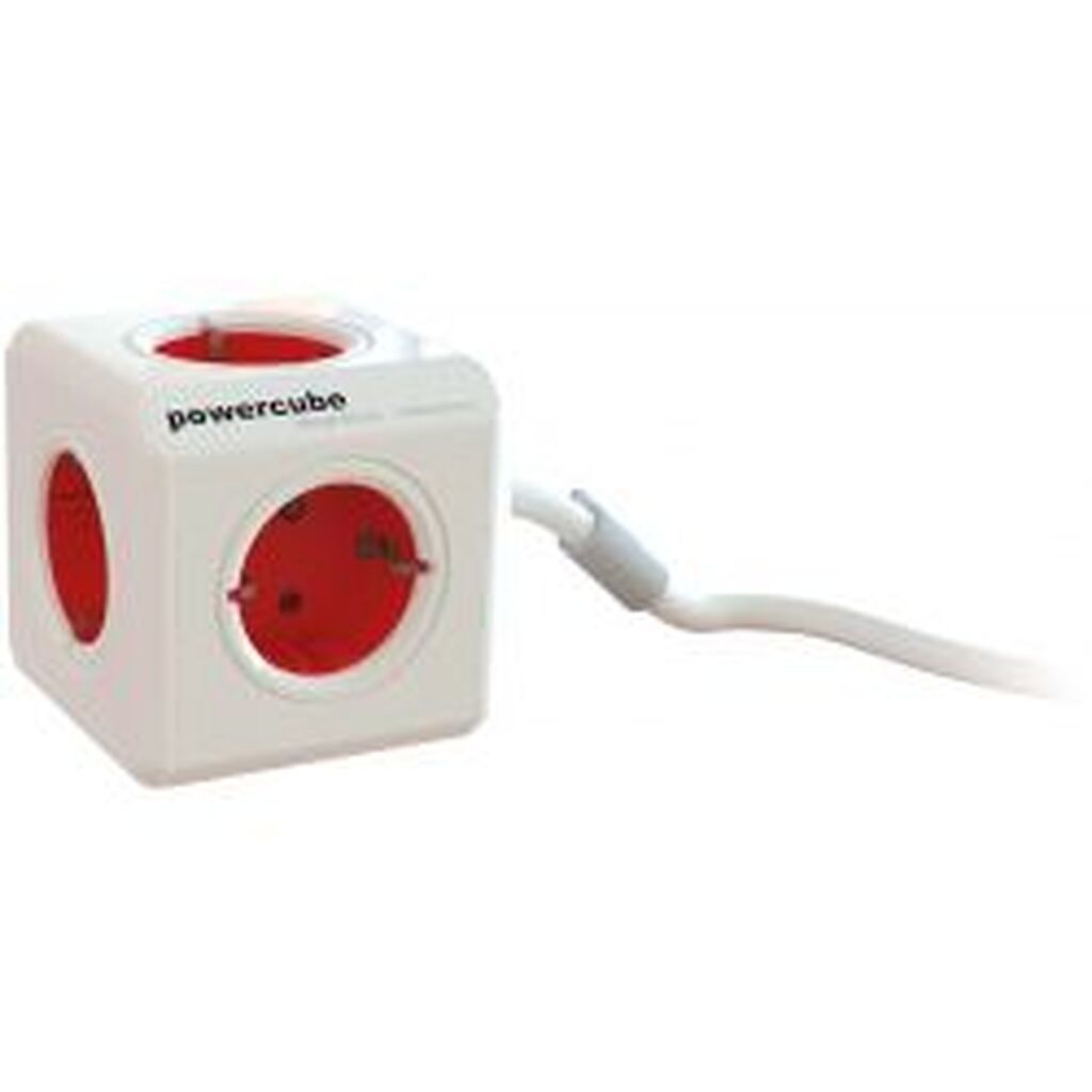 Allocacoc Powercube Extended 5 Sockets, 1.5m, Red