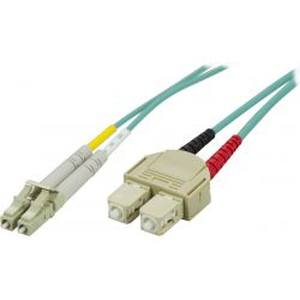 Deltaco Om3 Fiber Cable, Lc - Sc, Duplex, Upc, 50/125, 15m, Blue