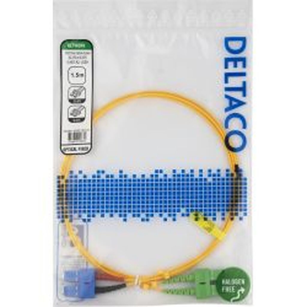 Deltaco Os2 Fiber Cable, Sc - Sc, Duplex, Upc/apc, 1,5m