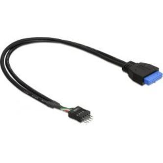 Delock Internal Cable For Usb 3.0, Idc20 Fe - Idc10 Ma, 0.3m, Black