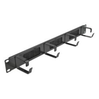 Delock 19? Cable Management Brush Strip With 4 Hooks 1u Black