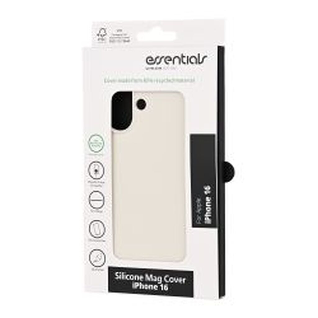 Essentials Iphone 16 Silicone Mag Back Cover, Recycled, White