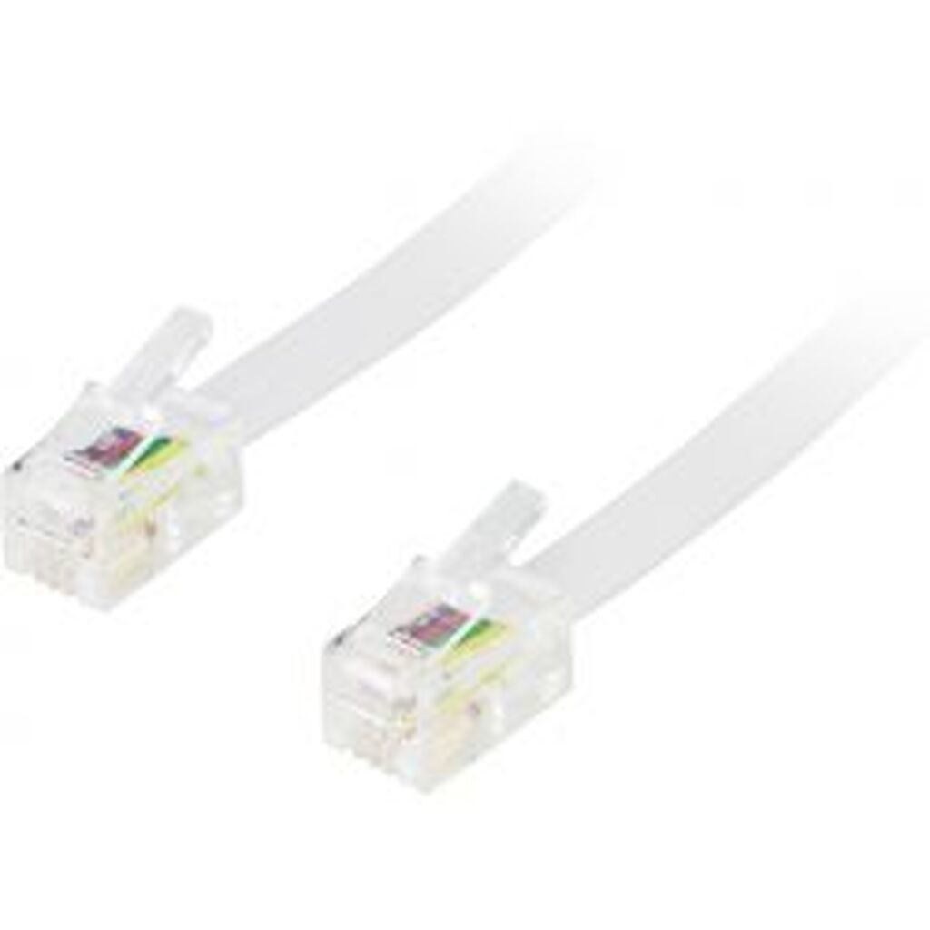 Deltaco Modular Cable 4p4c(rj9/rj10/rj22) 3m, White - Ledning