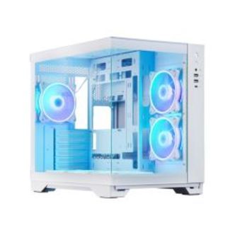 Chieftec Atx Dual-chamber Cube, T Glass, 6x Argb Fans, White
