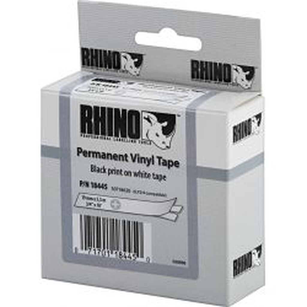 Dymo Rhino Pro Markable Perm Tape 19mm Black Text White Tape5.5m