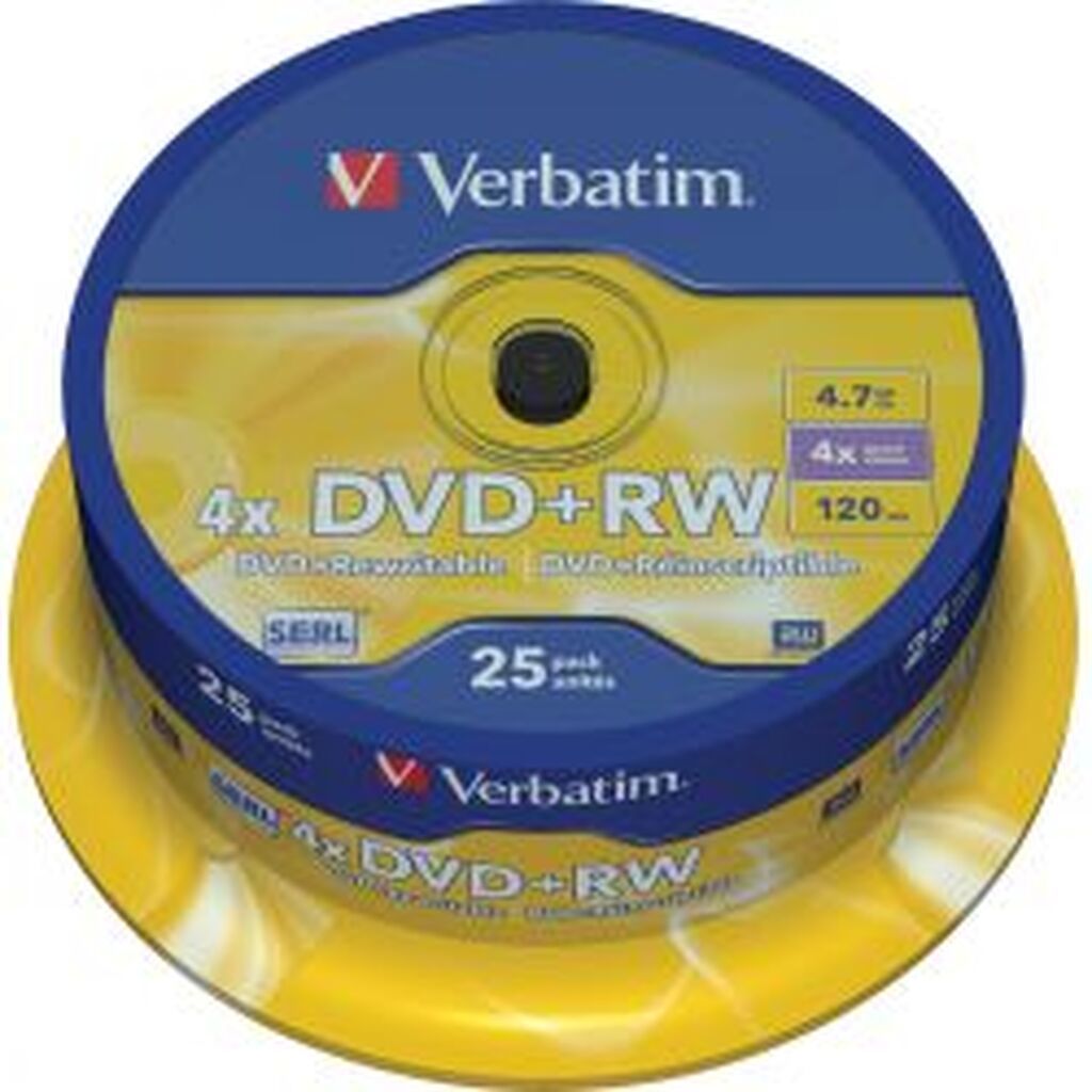 Verbatim Dvd+rw, 1-4x, 4.7 Gb/120 Min, 25-pack Spindel, Serl