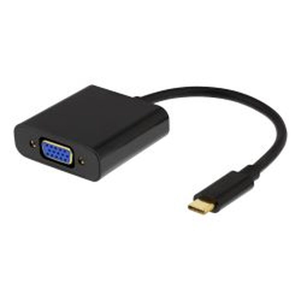 Deltaco Usb-c To Vga Adapter W. Audio, 1080p 60hz, 0.2m, Black