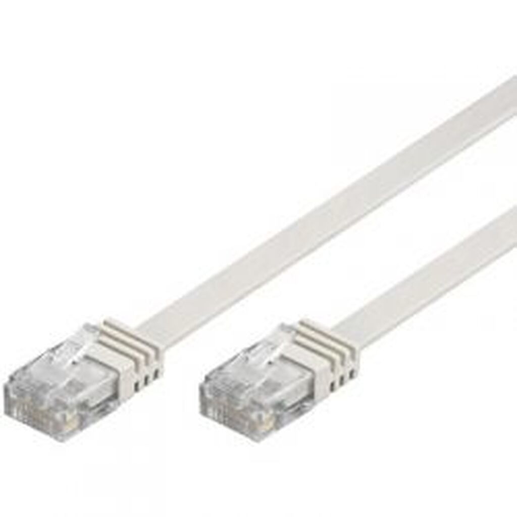 Deltaco U/utp Cat6 Patch Cable, Flat, 2m, 250mhz, White - Ledning