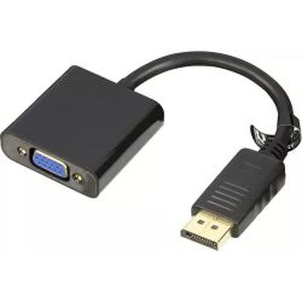 Deltaco Displayport To Vga-adapter, Full Hd 60hz, Black, 0,2m