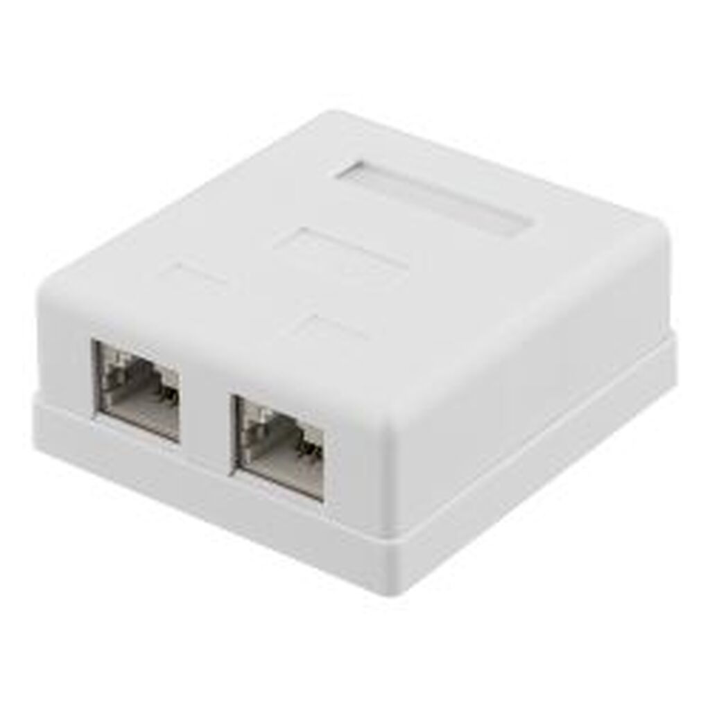 Deltaco Shielding Network Wall Socket Surface Ftp 2xrj45 Cat6a White