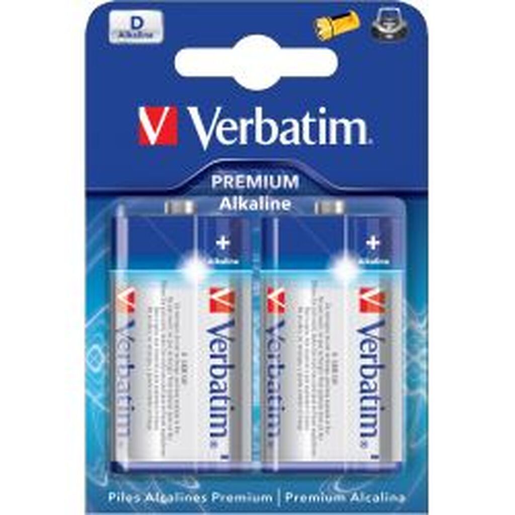 Verbatim Batteries, D (lr20), 2 Pcs Alkaline, 1.5 V