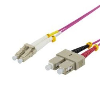Deltaco Om4 Fiber Cable, Lc ? Sc, Duplex, Multimode, 50/125, 15m