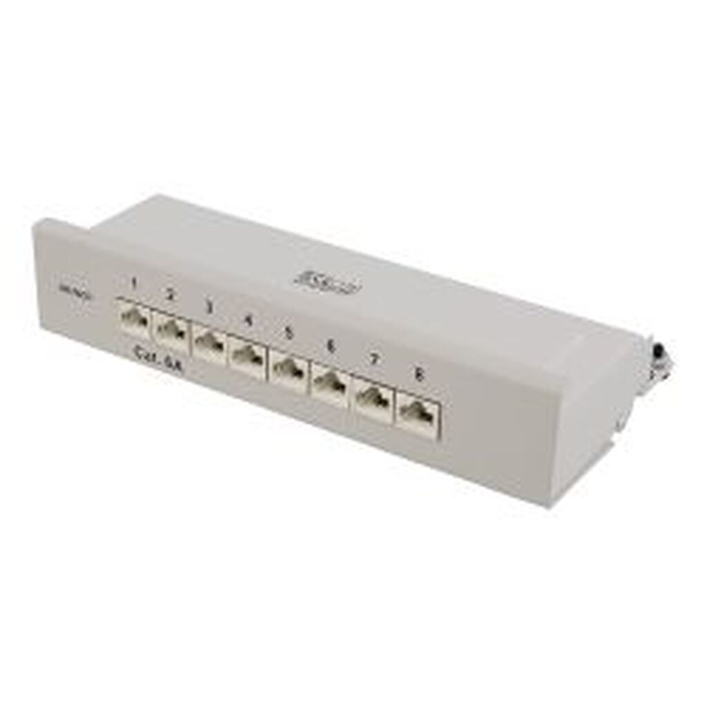 Deltaco Patch Panel, 8xrj45, Cat6a, Wall-mountable, Metal, Grey