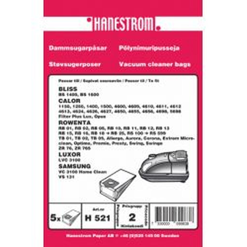 Hanestroem Dammsugarpåsar Rowenta Zr 76