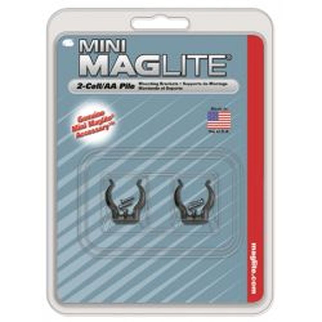 Maglite AM2A496 Mini AA Mounting Brackets Black 2-Pack