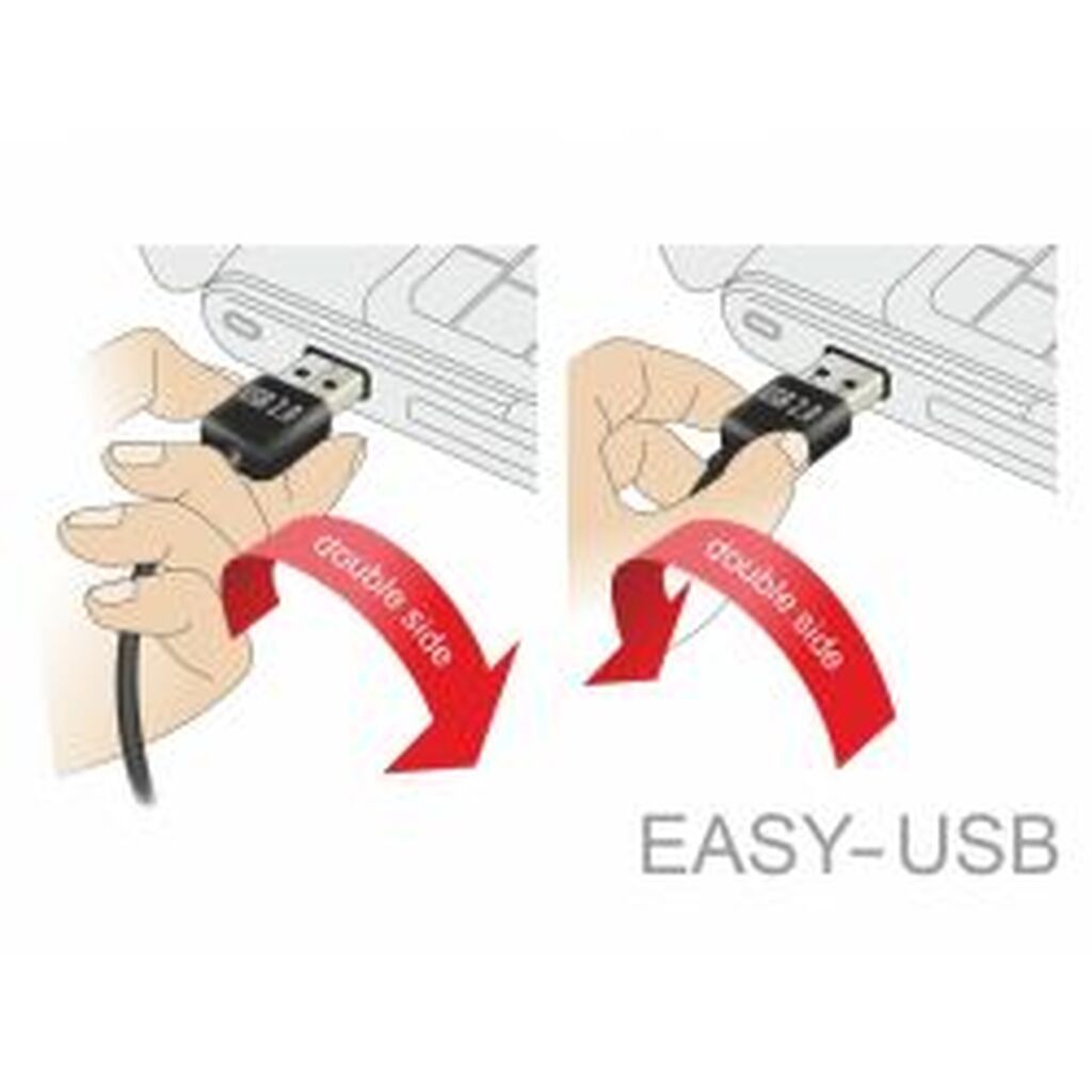 Delock Cable Easy-usb 2.0 Type-a Male Left / Right &gt; Usb 2.0 0,5 M