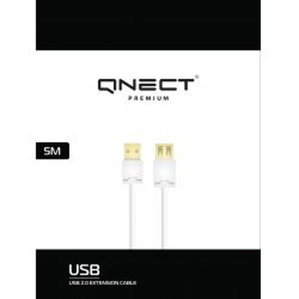 Qnect Usb 2.0 Extension Cable A Male-a Female, 5m, White