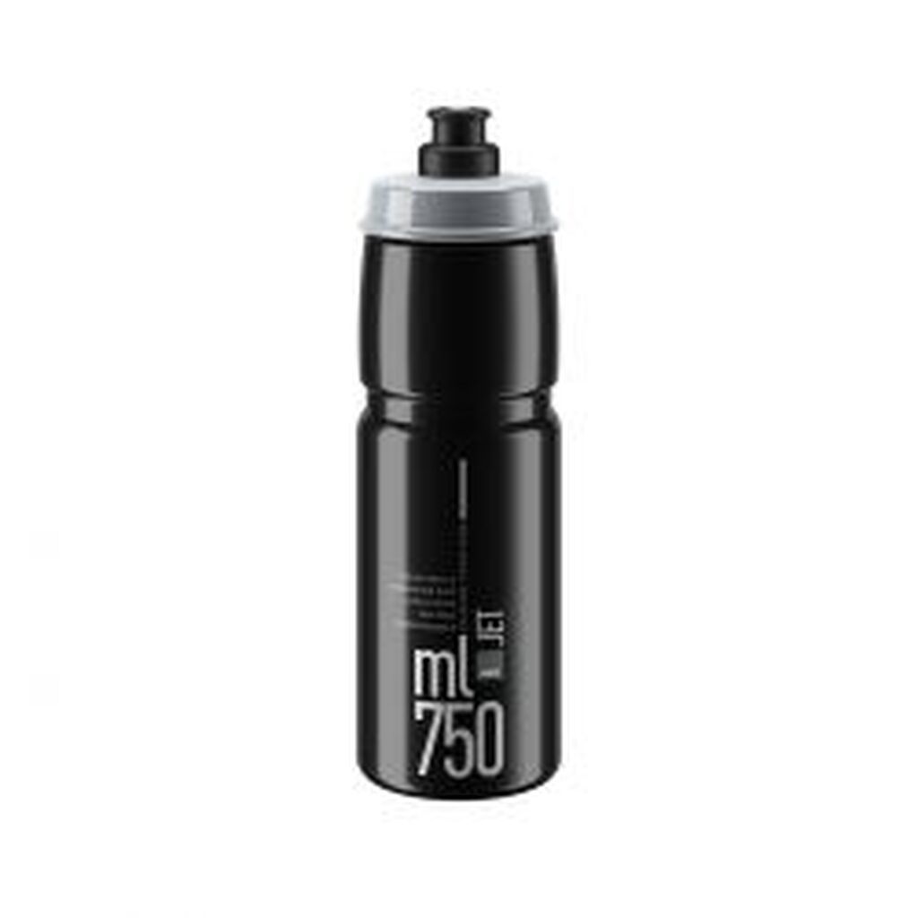 Elite Flaske JET black, grey logo 750ml - Drikkeflaske