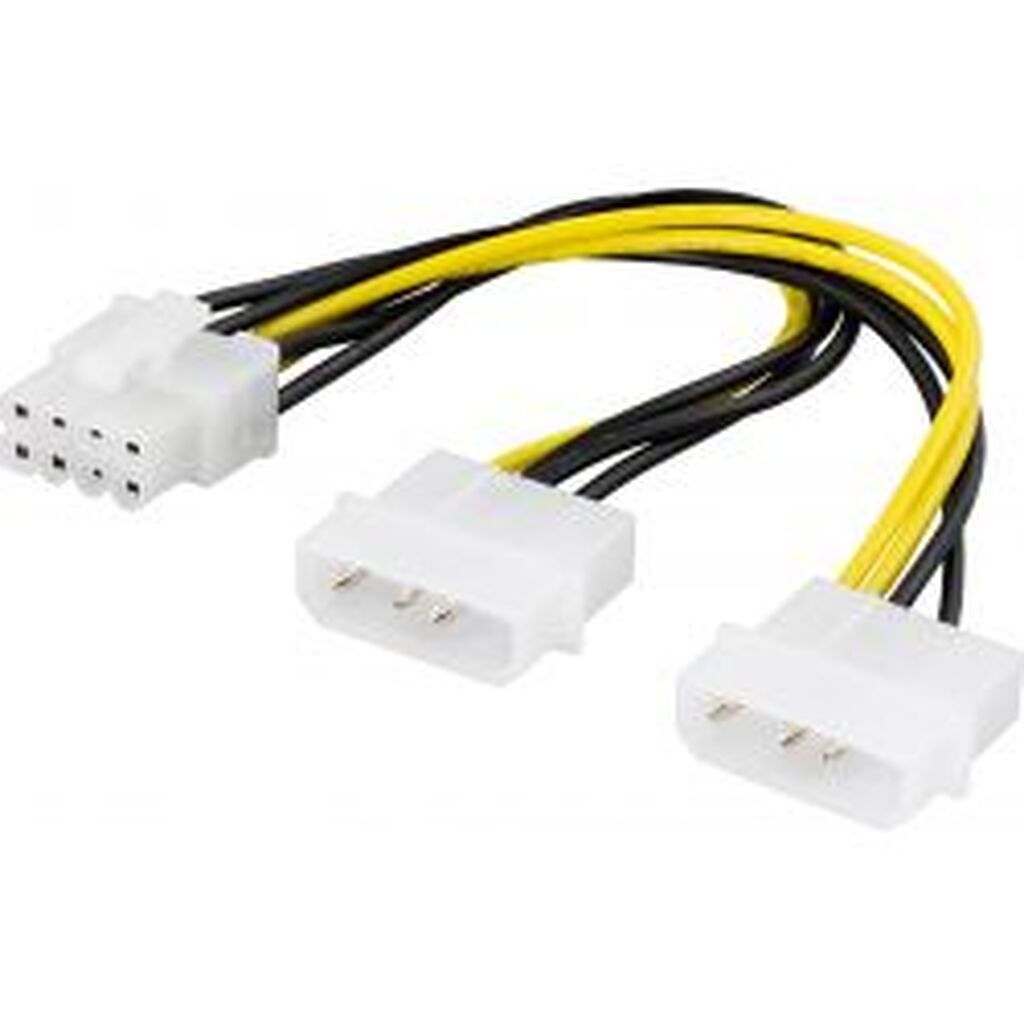 Deltaco Adapter Cable, 2xmolex 4-pin To 8-pin Pci-express, 15 Cm