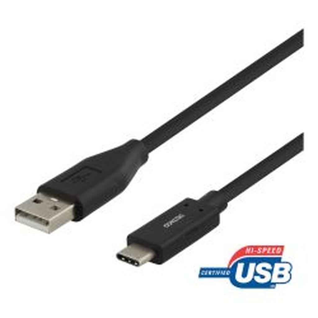 Deltaco Usb-c To Usb-a Cable, 1.5m, 3a, Usb 2.0, Black - Ledning
