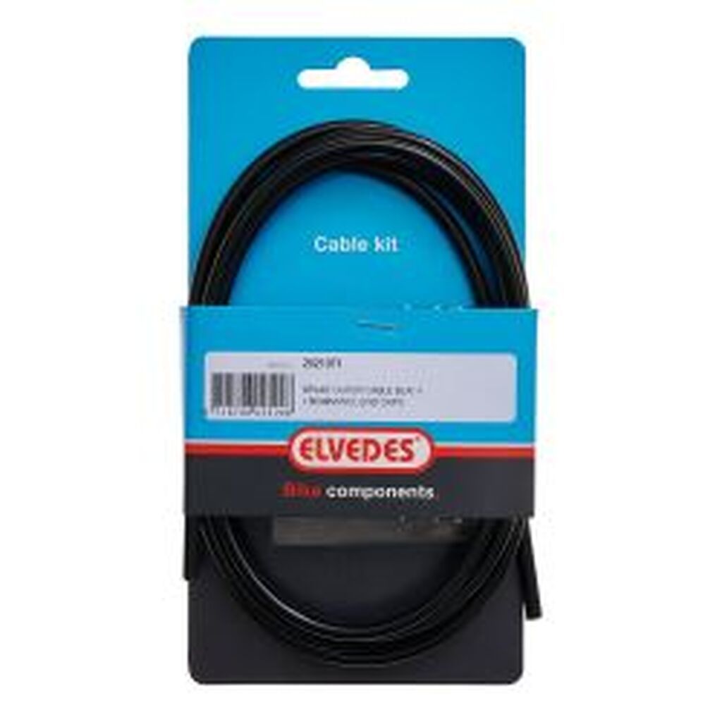 Elvedes Bremsekabel Kit Sort 1800mm Inkl. 2 Stk Ferrules - Cykelreservedele