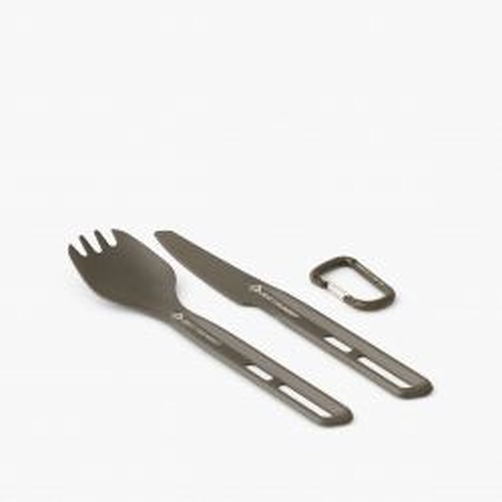 Sea To Summit Frontier Ul Cutlery Set - [2 Piece] Spork And Knife Aluminium Hard Anodised Grey - Bestik