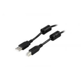 Deltacoimp Usb-a To Usb-b Cable, 2m, Usb 2.0, Ferrite Cores, Black