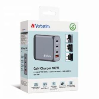 Verbatim Gnc-100 Gan Charger 100w With 1 X Usb-cÂ® Pd 100w