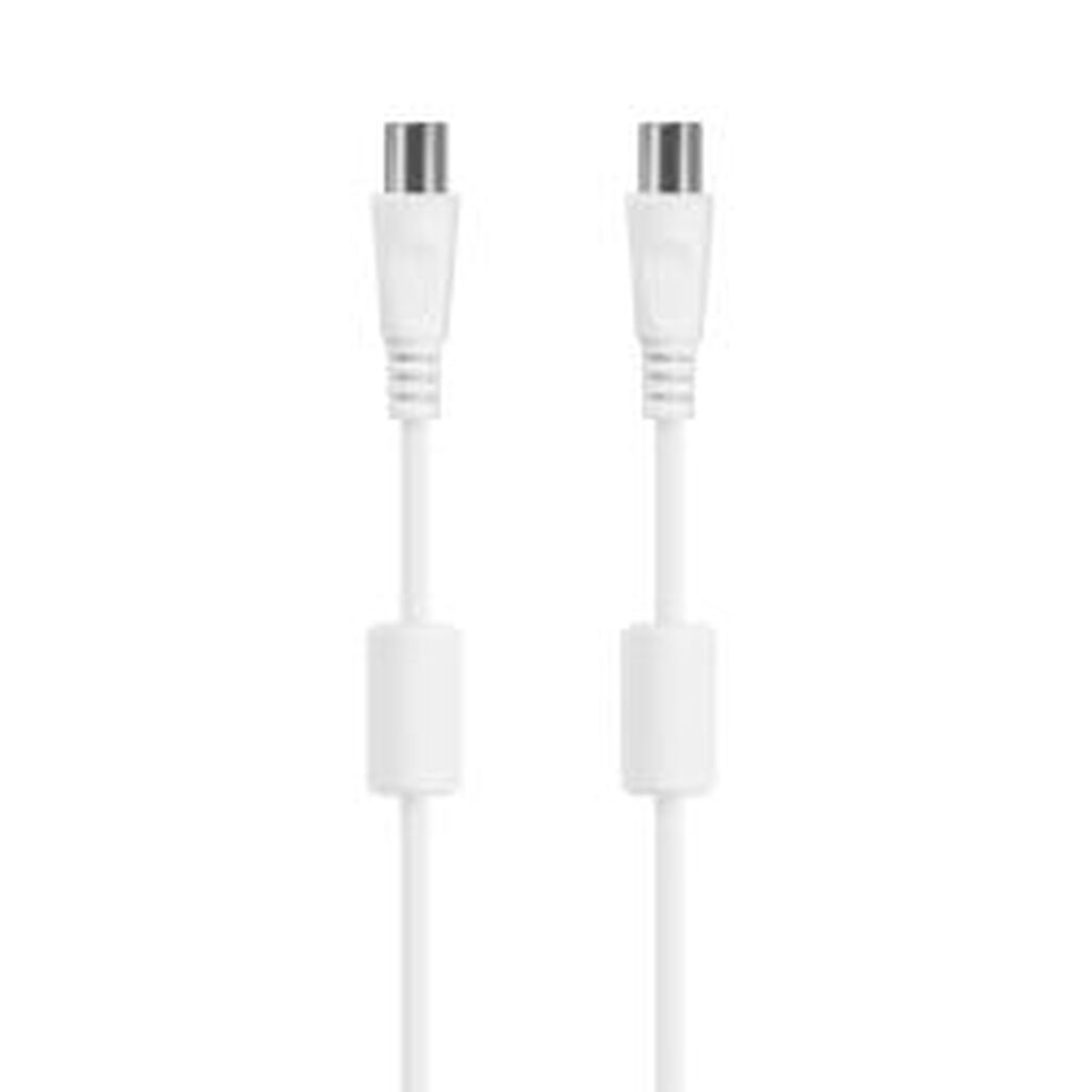 Deltaco Antenna Cable, 75 Ohm Nickel-plated Connectors, 5m, White - Ledning