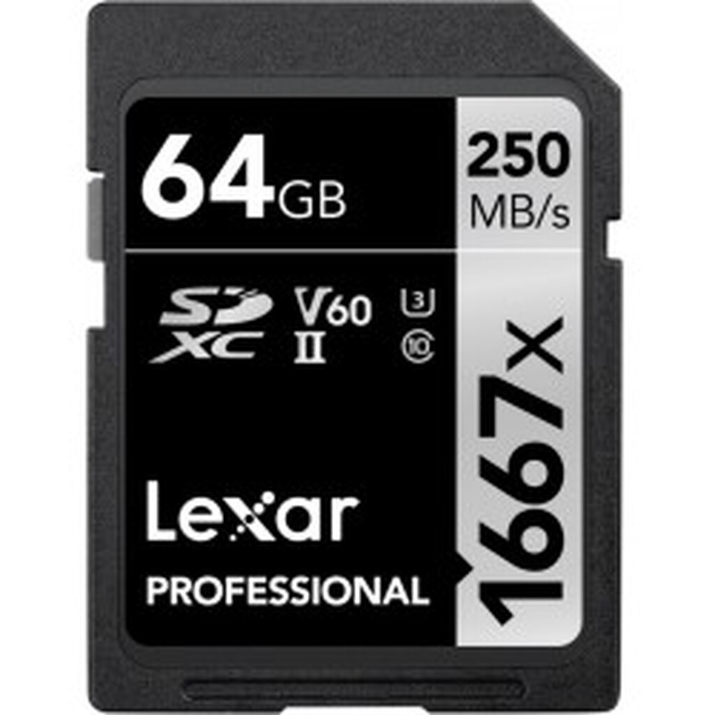 Lexar Pro 1667X SDXC UHS-II U3 (V60) R250/W120 64GB - Hukommelseskort