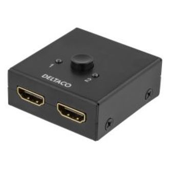 Deltaco Bidirectional Hdmi Switch, 1-2 Or 2-1, Manual, Black - Tilbehør til computer