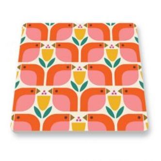 Customworks Coaster In Ceramic Birds & Tulips - Coaster