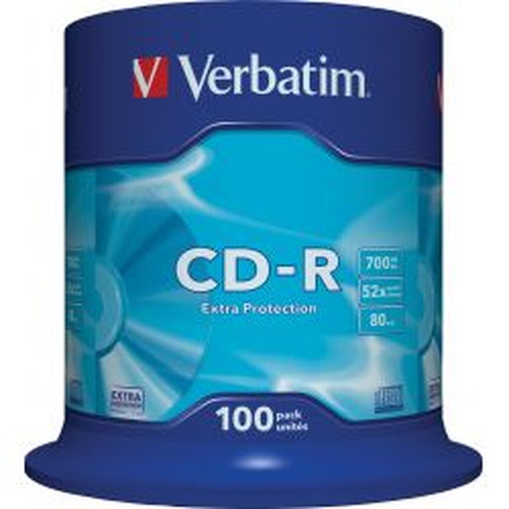 Verbatim Cd-r, 52x, 700 Mb/80 Min, 100-pack Spindel, Extra Protection