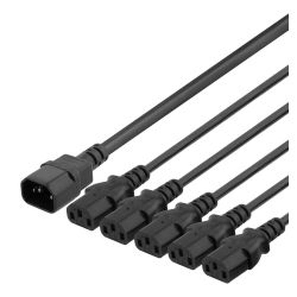 Deltaco Iec C14 To 5x Iec C13 Power Cable, 1m, 10a/250v, Y-splitter