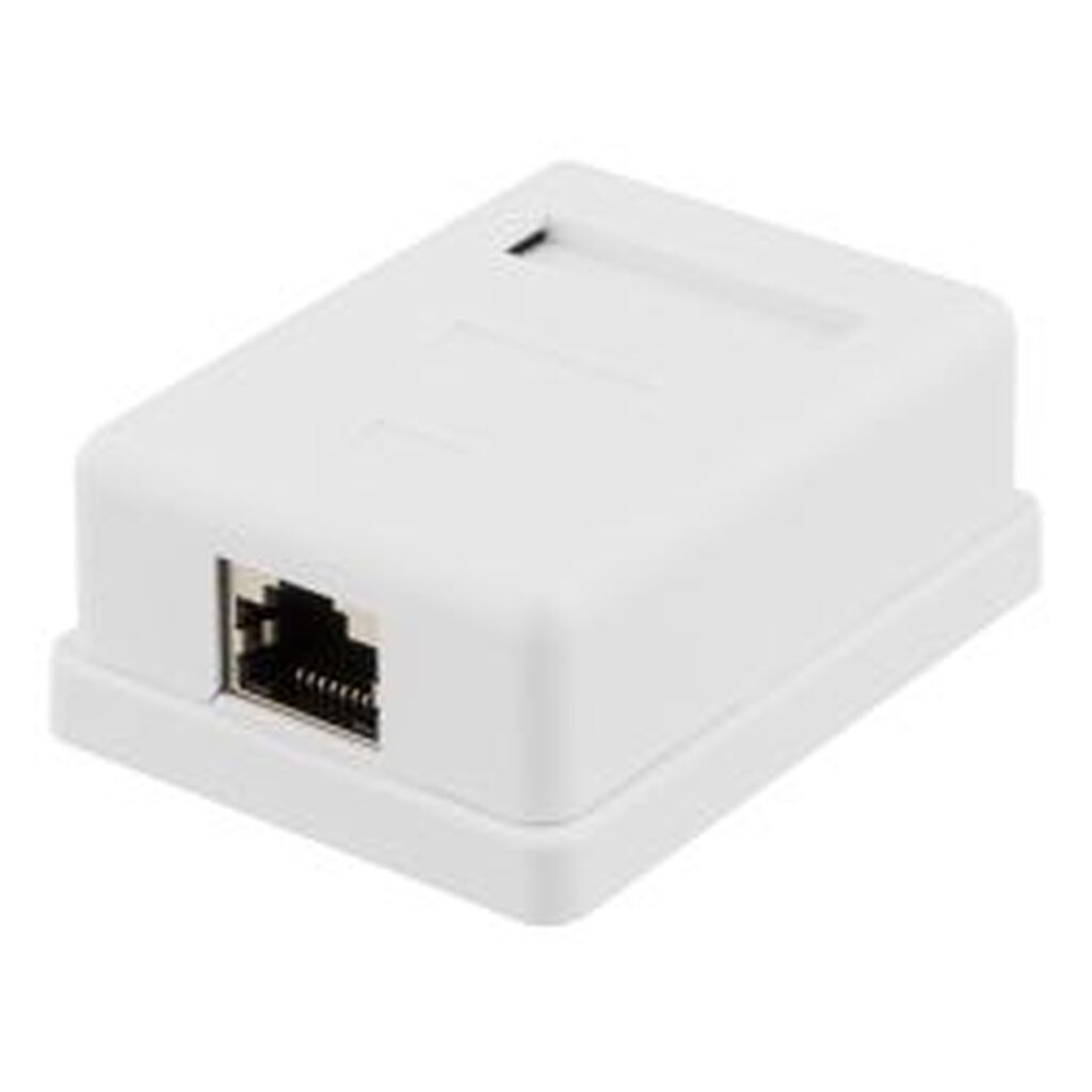 Deltaco Shielded Network Socket, Surface Ftp 1xrj45, Cat6, White
