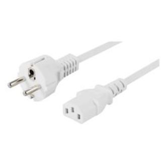 Deltaco Earthed Extension Cable Cee 7/7 To Iec 60320 C13, 10m, White