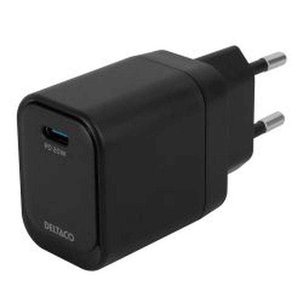 Deltaco Usb-c Wall Charger, 1x Usb-c Pd, 20 W, Black