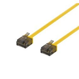 Deltaco U/utp Cat6a Patch Cable, Flat, 2m, 1mm Thick, Yellow