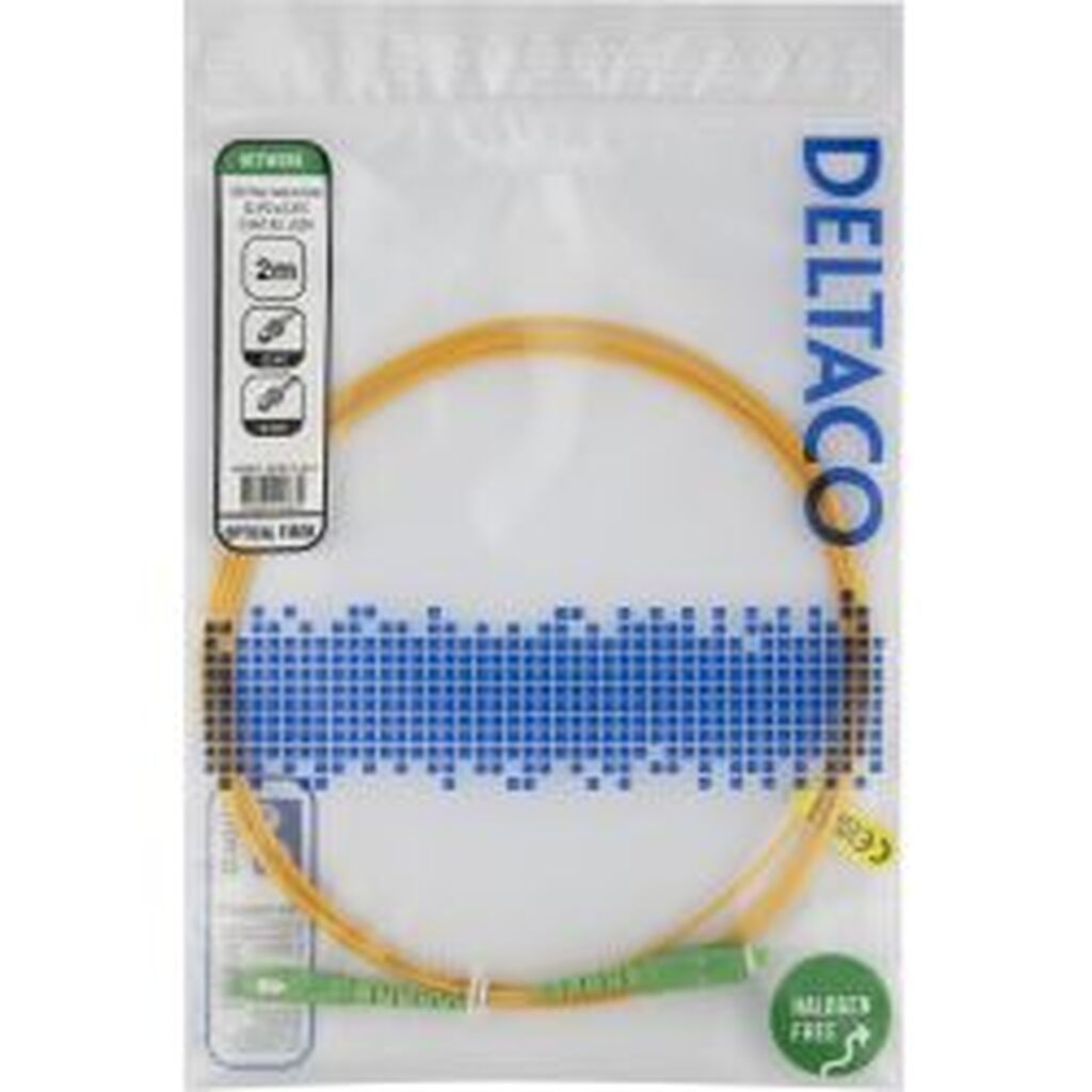 Deltaco Os2 Fiber Cable, Sc - Sc, Simplex, Apc/apc, 2,0m
