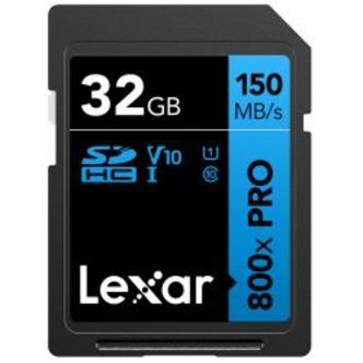 Lexar SDHC 800x Pro UHS-I cards, C10 (V10) U1, R150, 32GB