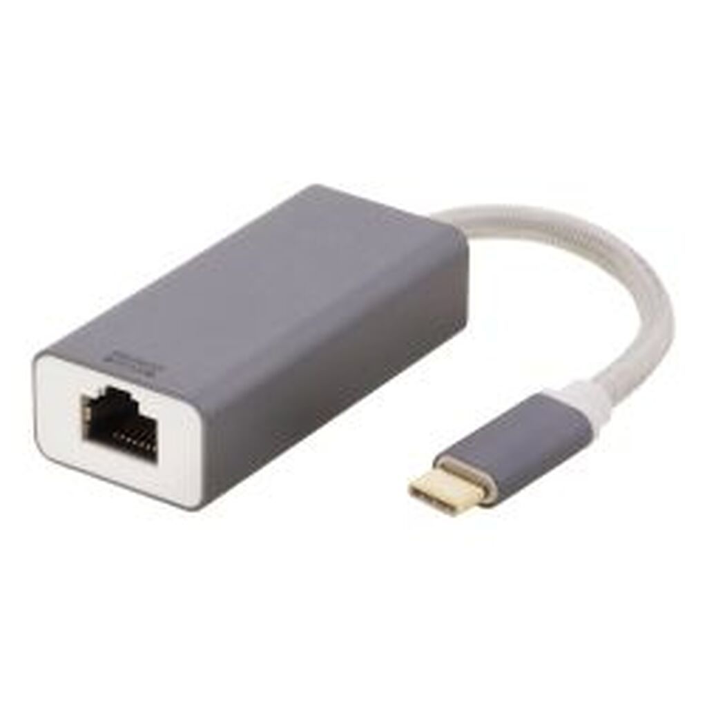 Deltaco Usbc Network Adapter Gbit 1xrj45 1xusbc Male Alu Space Grey