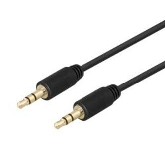 Deltaco Audio Cable, 3.5mm, Gold-plated, 2m, Black - Ledning