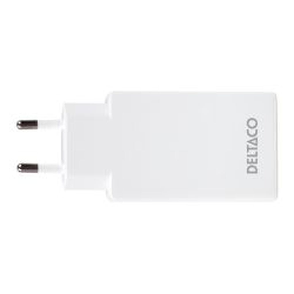Deltaco Usb-c Wall Charger 67 W, 2x Usb-c Pd, Slim, Tot 67 W, White