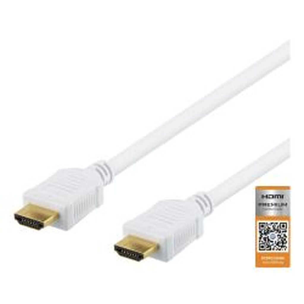 Deltaco High-speed Premium Hdmi Cable, 2m, Ethernet, 4k Uhd, White