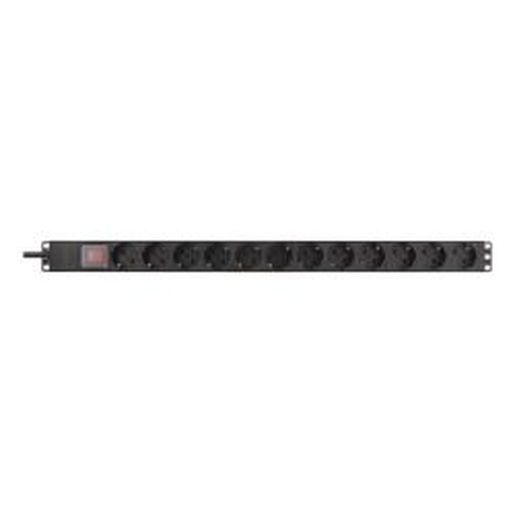 Deltaco Pdu W/ 12x Cee 7/3 Outlets 3500w Power Switch Aluminium - Stikdåse