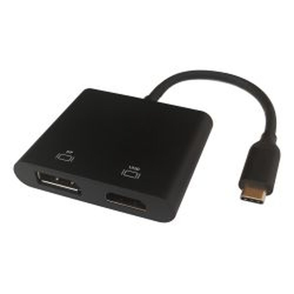 Deltaco Usb-c Mst Hub, 2x 4k/60hz, Hdmi + Dp, Black, 0,1m - Diverse