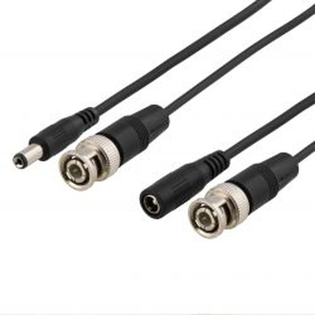 Deltaco Coaxial Cable W/ Bnc And Power, Bnc M - M, 2.1mm, 50m, Black