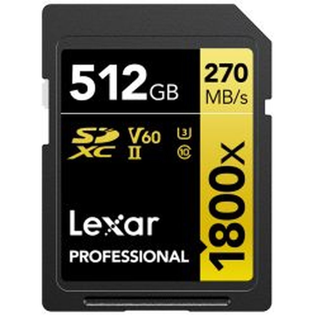 Lexar Pro 1800x SDXC U3 (V60) UHS-II R270/W180 512GB - Hukommelseskort