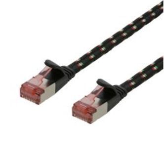 Deltaco Tough Flat Cat.6a U/ftp Patch Cable, 28awg, 1m, Black