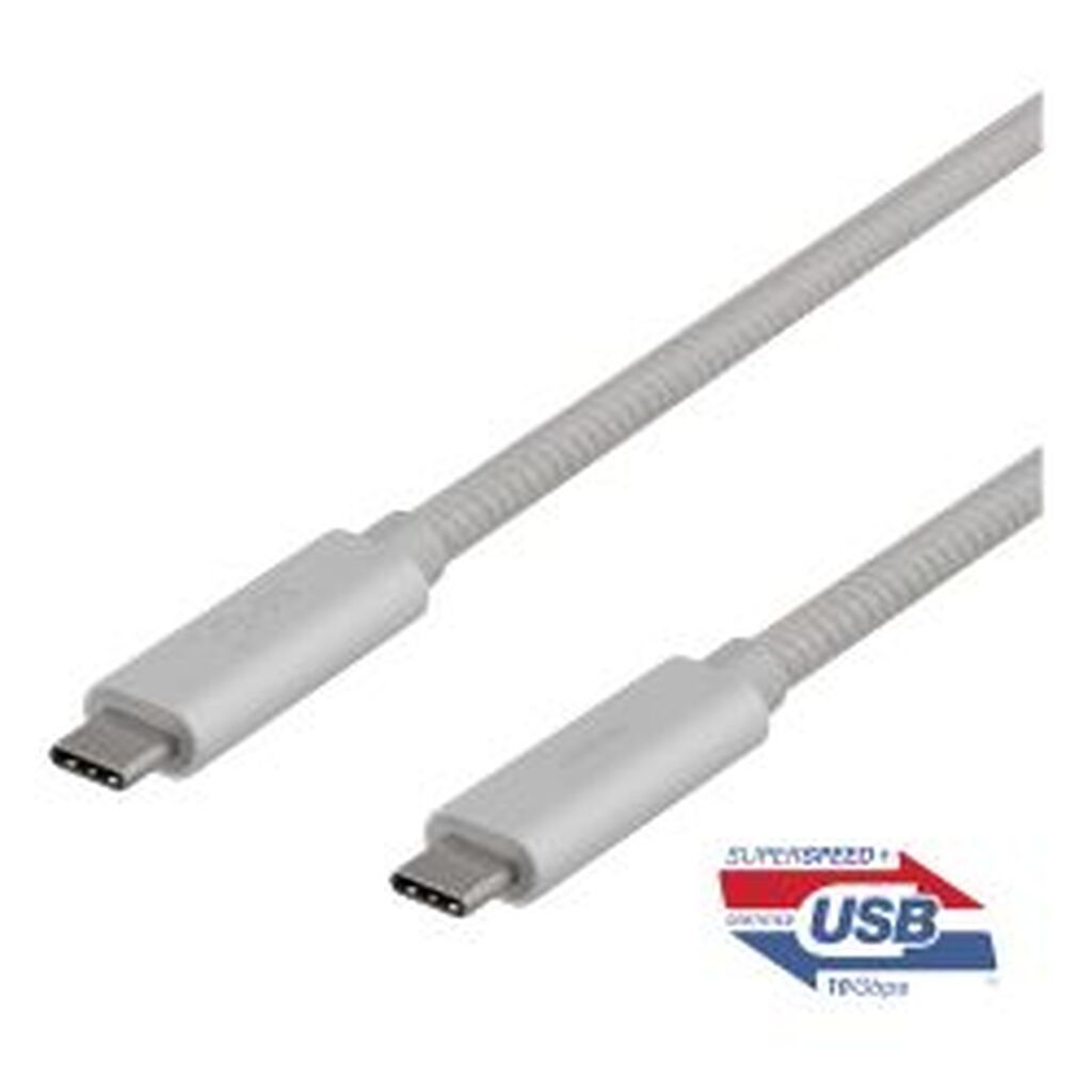 Deltaco Usbc Superspeed Cable 1m Braided Usb3.1 Gen2 10gbps 100w